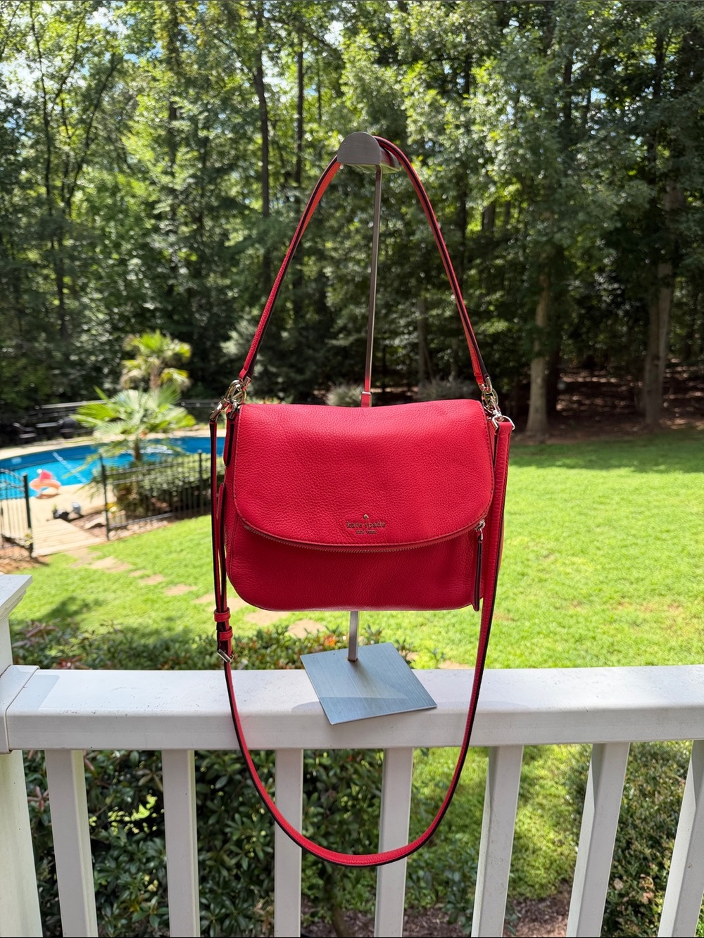 kate spade Red Pebbled Leather Flap Crossbody Bag
